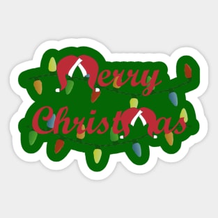 Classic Merry Christmas with Santa Hat M's - Red Font Sticker